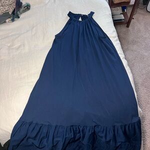 LOFT Dark Blue Gathered Top